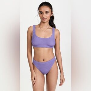 Good American Always Fits Lilac Ribbed Swim Bikini Set
